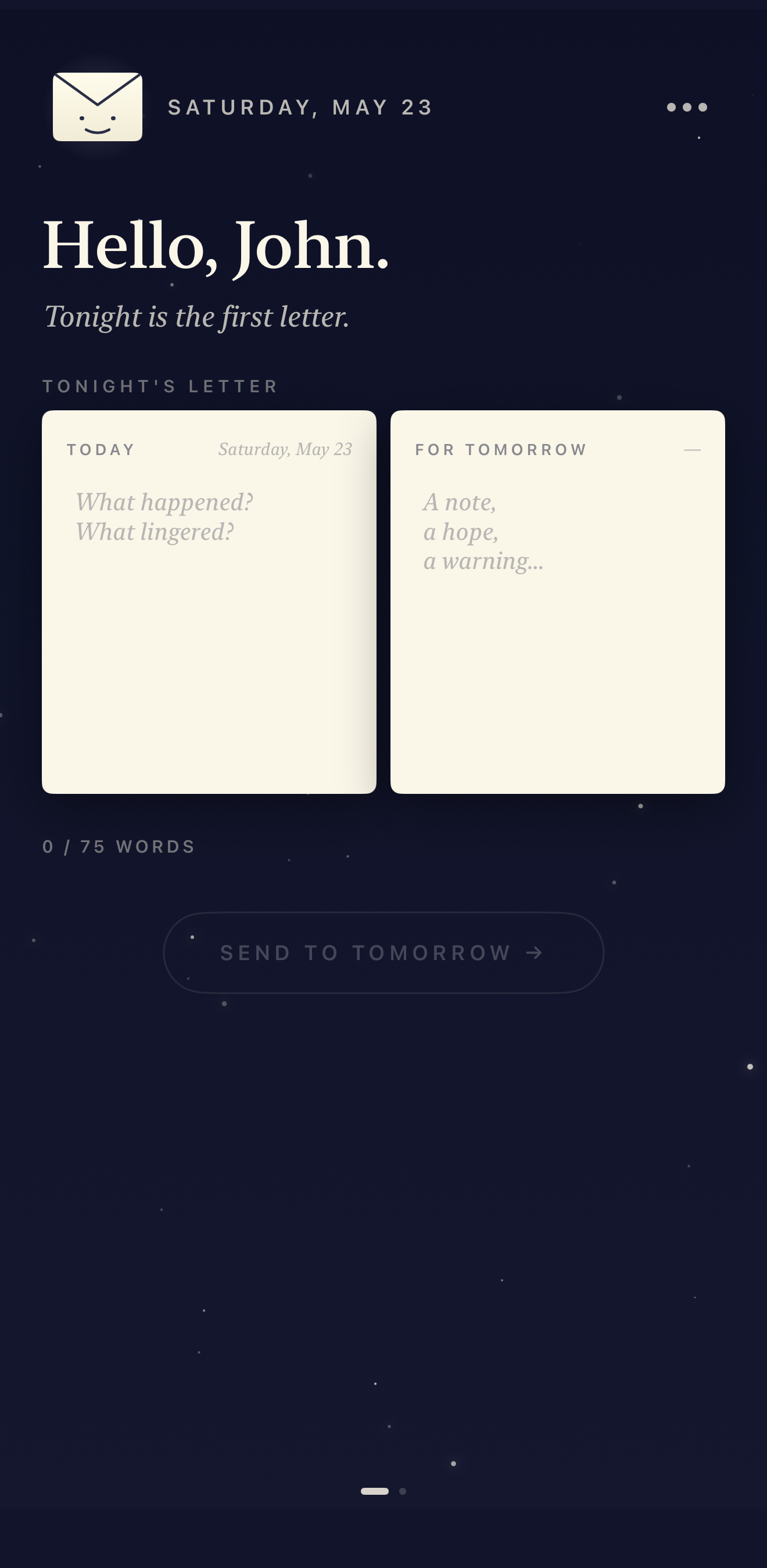 Tonight's letter — Today and For tomorrow